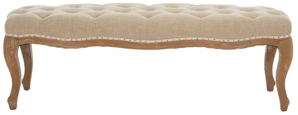 Ramsey Bench With Flat Black Nail Heads - Wheat Beige/Pickled Oak Finish