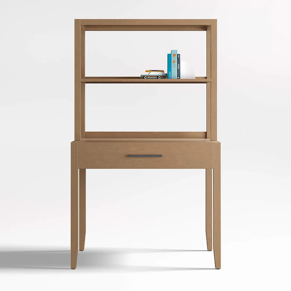 Ever Simple Modular Natural Brown Wood Kids Desk with Hutch