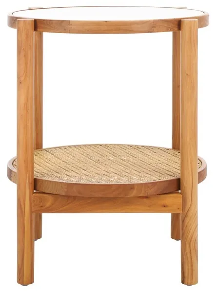 Karyna Rattan And Glass Accent Table - Natural/Clear