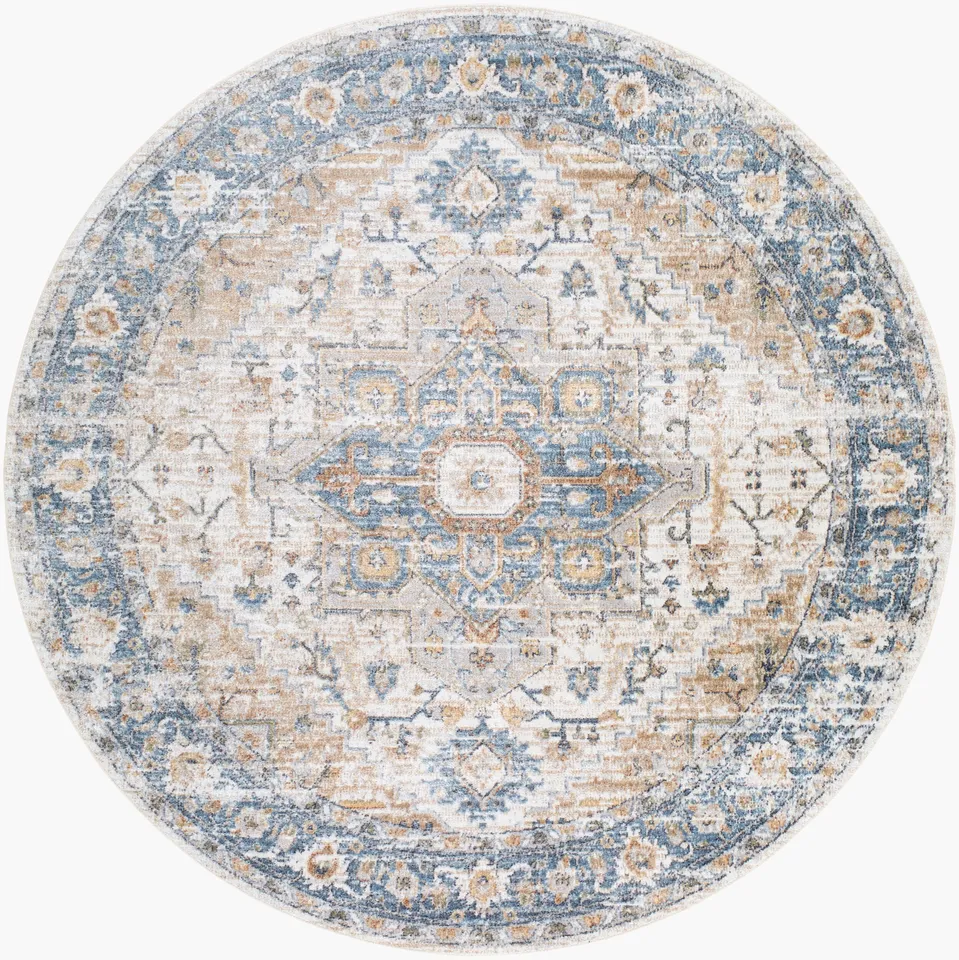 Lillian Beige Indoor 7'10" x 7'10" Machine Woven Rug