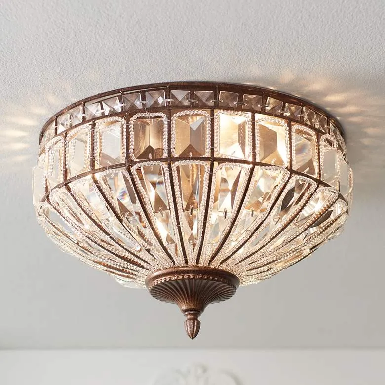 Possini Euro Ibeza 15 1/2" Mocha and Crystal Ceiling Light