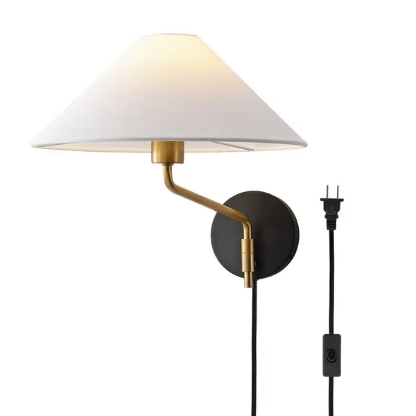 Marni, 17.5 Inch, Brass/Black, Metal/Fabric Wall Sconce
