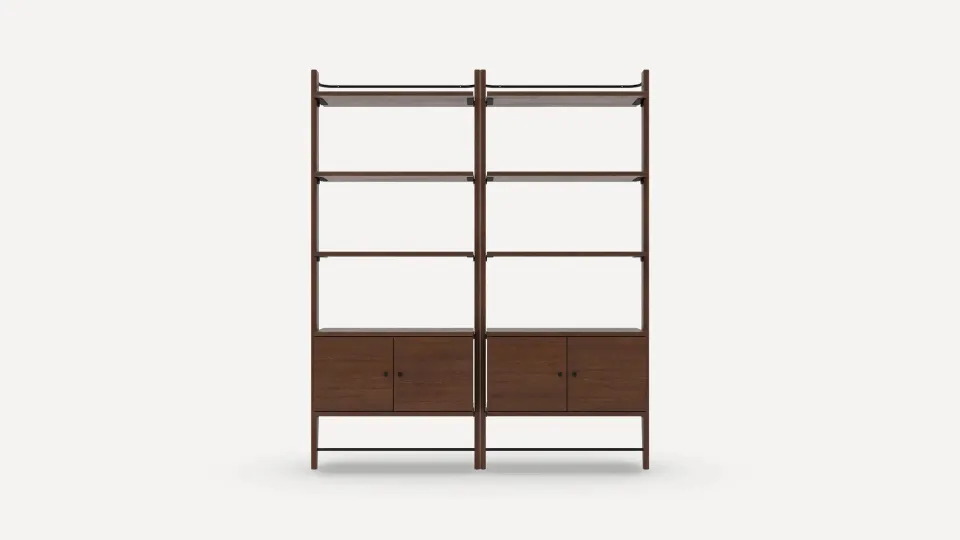 Title Double Storage Bookshelf - Walnut - Wood