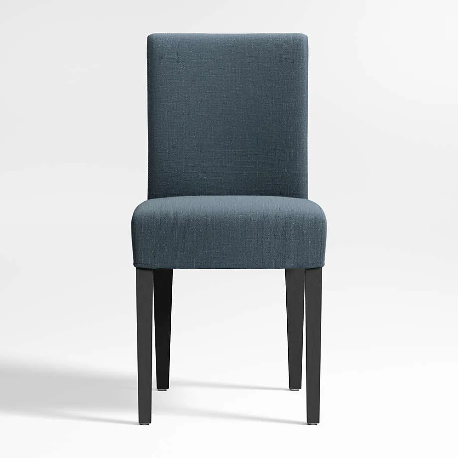 Lowe Navy Upholstered Dining Chair with Ebony Wood Legs