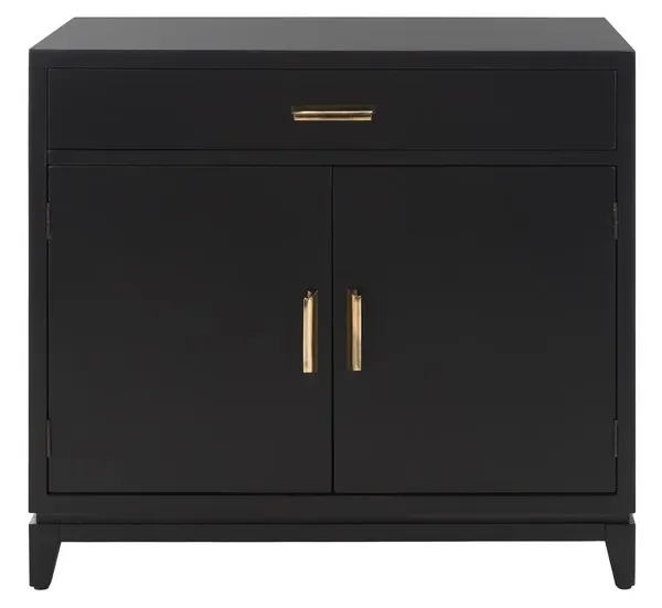 Nigel 2 Door 1 Drawer Chest - Black / Brass