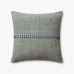 Chris Loves Julia x Loloi Harvey Blue  / Natural 22" x 22" Cover w/Poly