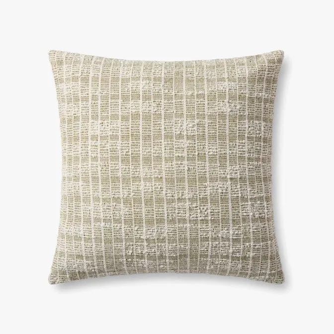 Magnolia Home by Joanna Gaines x Loloi Killian Green / White 22'' x 22'' Cover w/Poly