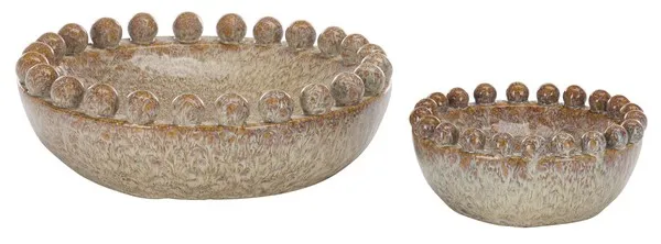 Tera Reactive Ceramic Bowl, Set of 2 - Cream / Light Brown