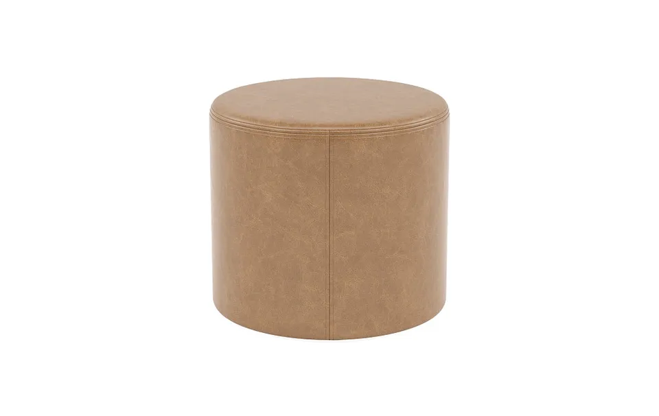 Colten Leather Round Stool Ottoman