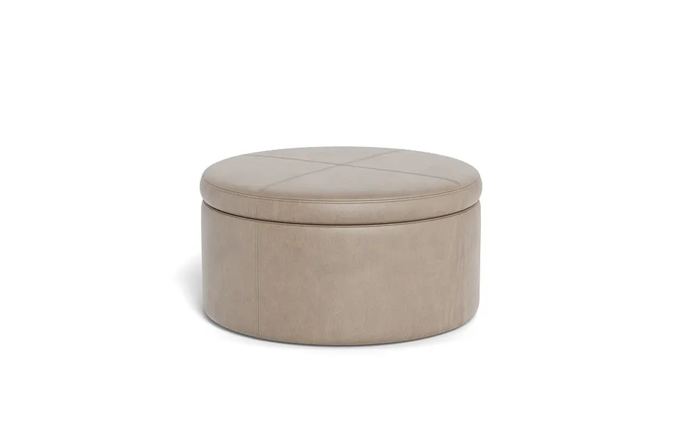 Colten Leather Round Storage Coffee Table Ottoman