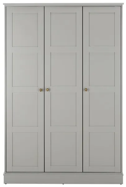 Shafa 3 Door Wardrobe - Light Gray / Brass
