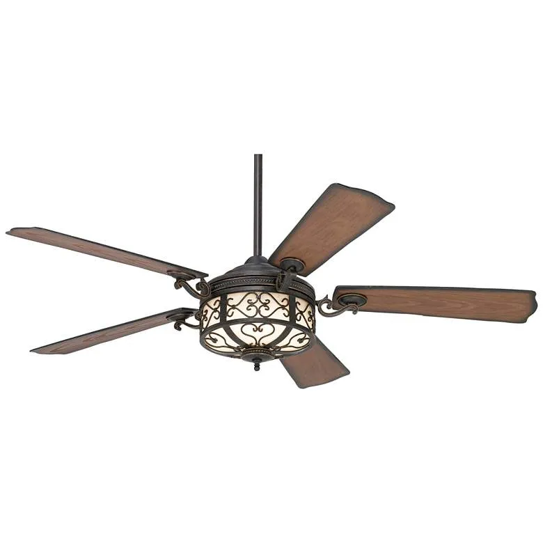54" Hermitage LED Golden Forged Damp Rated Ceiling Fan with Remote