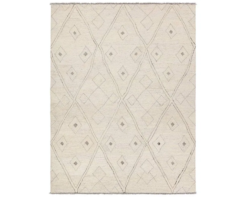 Ismael HAD02 Handmade Trellis Ivory and Gray Area Rug (10'x14')