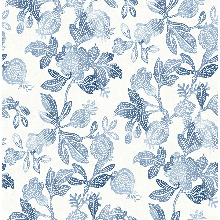 Beach Rose Blue Floral Fruits Wallpaper - Roll