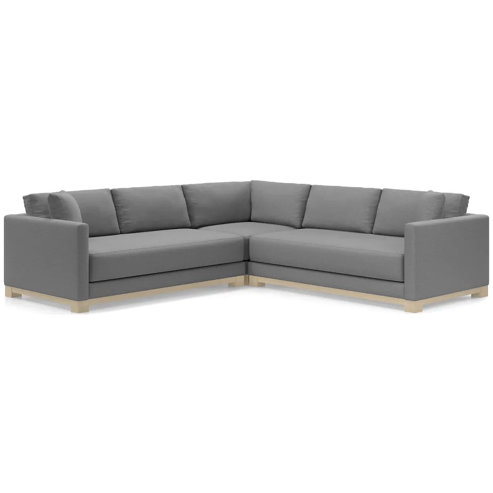 Gather Deep Wood Base 3-Piece L-Shaped Sectional Sofa