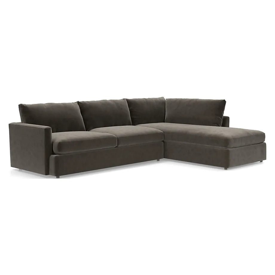 Lounge 2-Piece L-Shaped Sofa with Right-Arm Bumper - Pewter