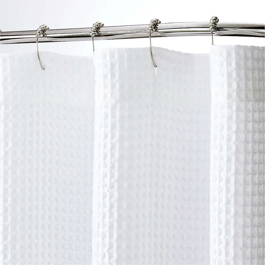 Organic Cotton Waffle White Shower Curtain