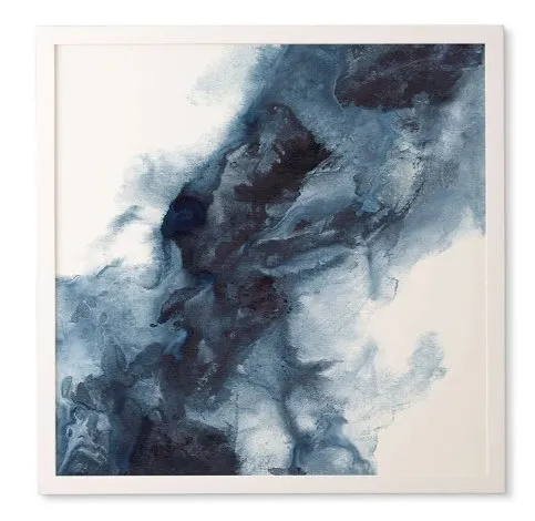 Indigo Depths No 1 by Kris Kivu - Framed Wall Art Bamboo 30" x 30"