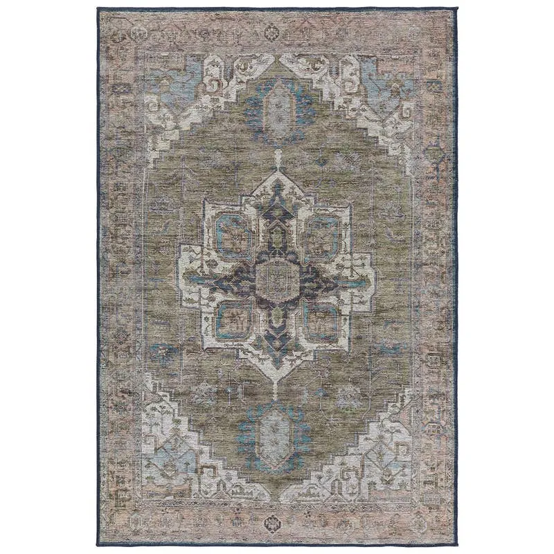 Vibe by Chaplin Medallion Green/ Blue Area Rug (9'2"X12')