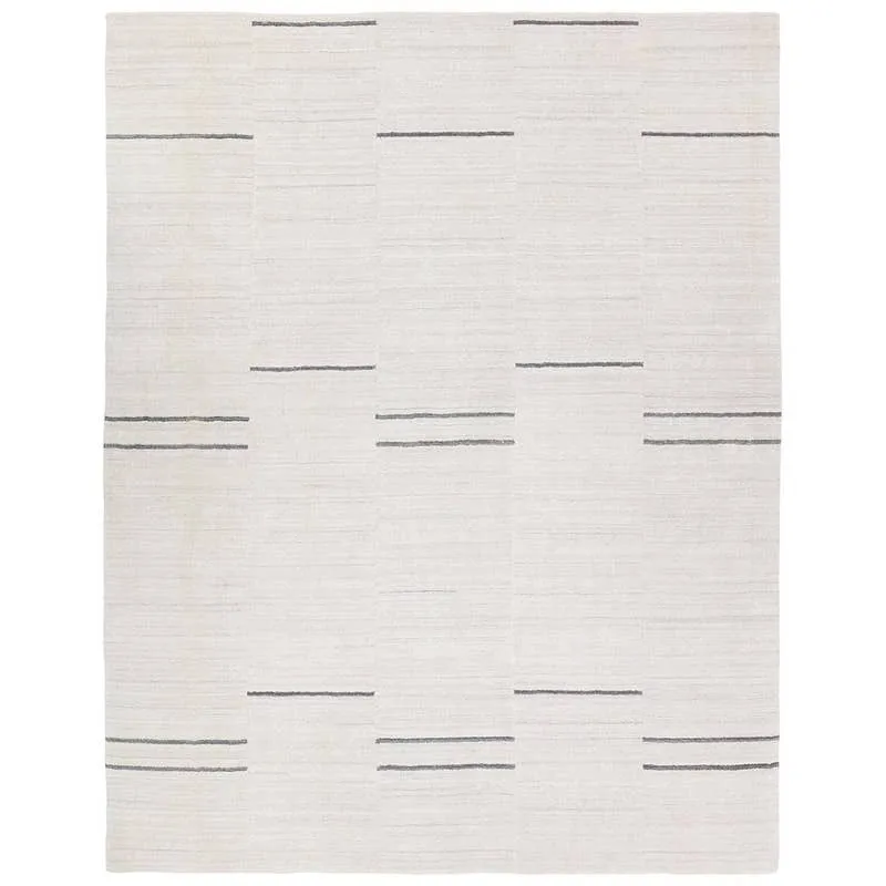 Tinsin IVA02 Handmade Outdoor Striped Gray and White Area Rug (8'x10')