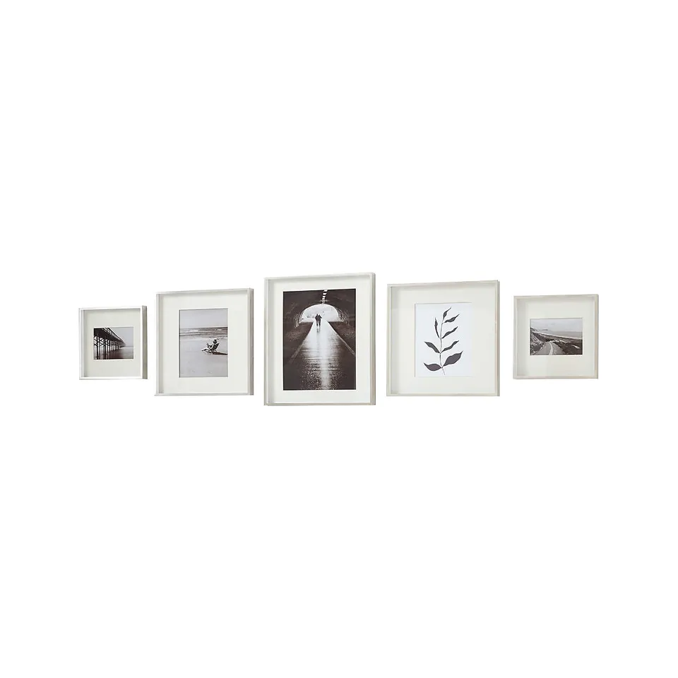 Brushed Silver Picture Frame Gallery, Set of 5