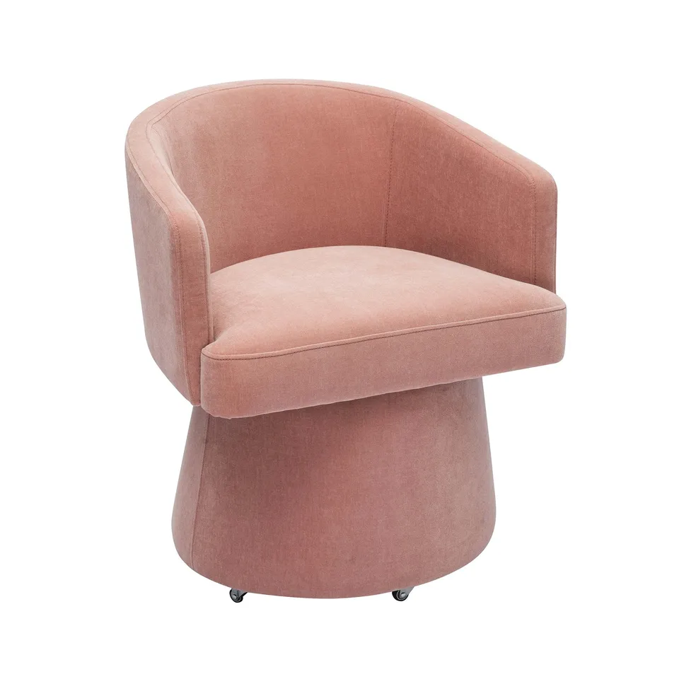 Kristen Pink Upcycled Chenille Rolling Desk Chair