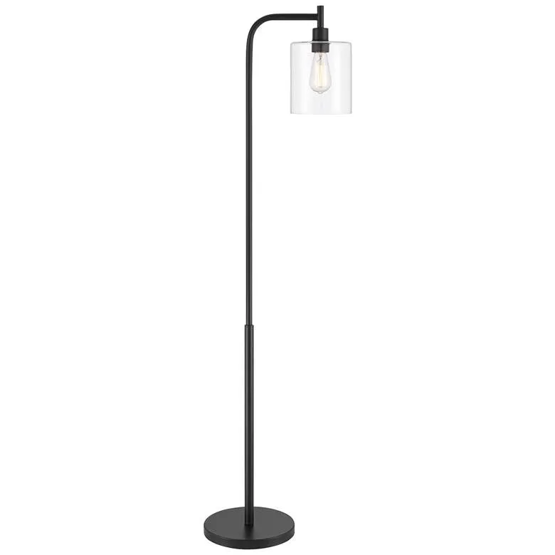 Possini Euro Karis 62 1/2" Glass and Matte Black Downbridge Floor Lamp