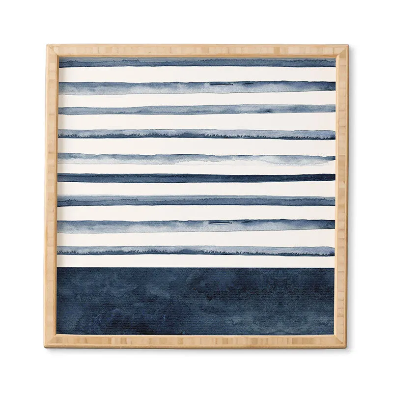 Stripes Watercolor Pattern by Kris Kivu - Framed Wall Art Basic White 12" x 12"