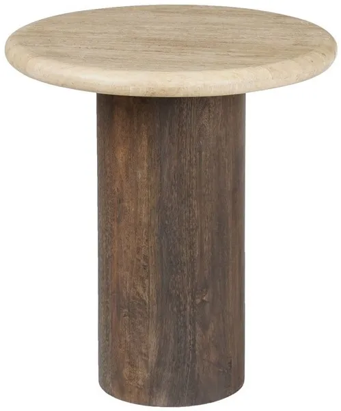 Jennamira Rd Travertine Table - Dark Brown/Travertine