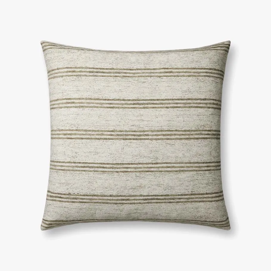 Amber Lewis x Loloi Zephyr Ivory / Olive 22" x 22" Cover w/Poly