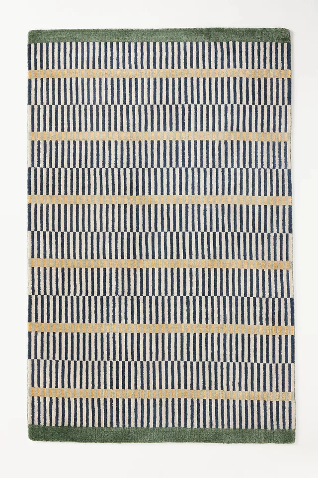 Hand-Loomed Wool & Jute Blend Geometric Striped Rug