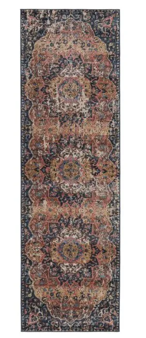 Vibe By Akela Indoor Medallion Dark Blue/ Multicolor Runner Rug (2'6"X8')