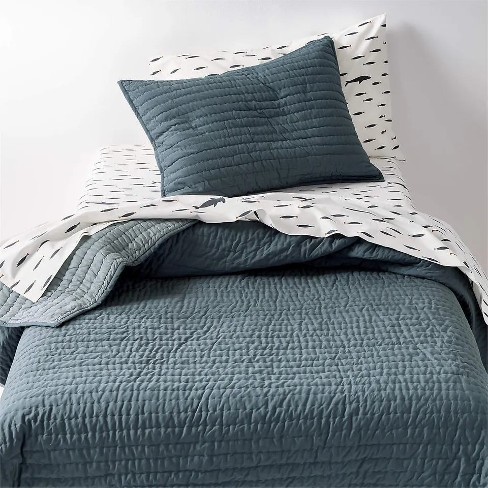Cozy Cloud Slate Blue Washed Kids Twin Quilt