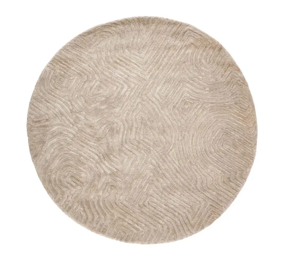 Impress Handmade Abstract Beige Round Rug (8' RND)