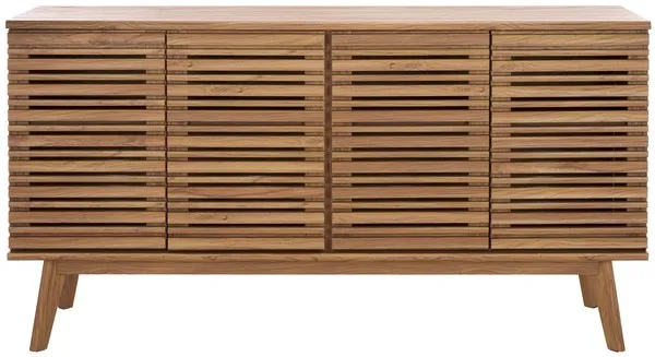 Atlantes 4 Door 4 Shelf Media Stand - Oak