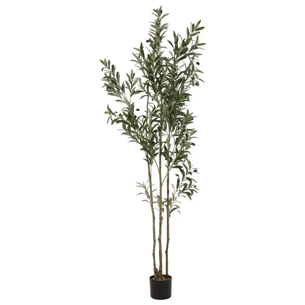 Faux 73'' Olive Tree - Green / Black