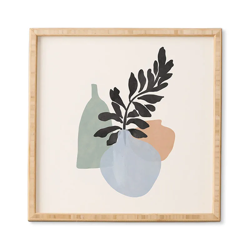 Sea Glass Vases by Gale Switzer - Framed Wall Art Bamboo 12" x 12"