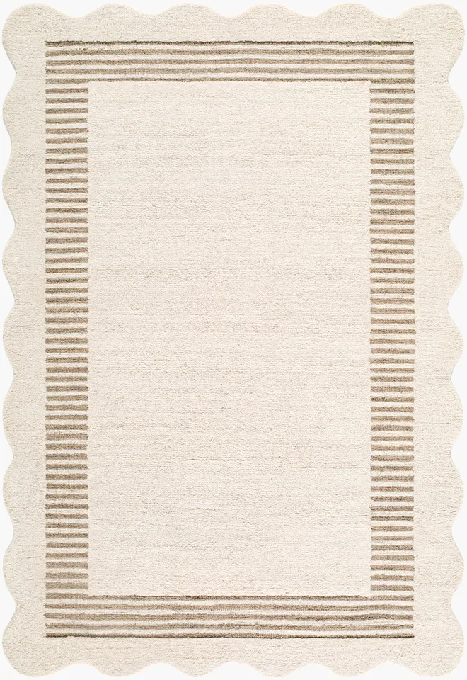 Scalloped  Indoor 9' x 12' Handmade Rug