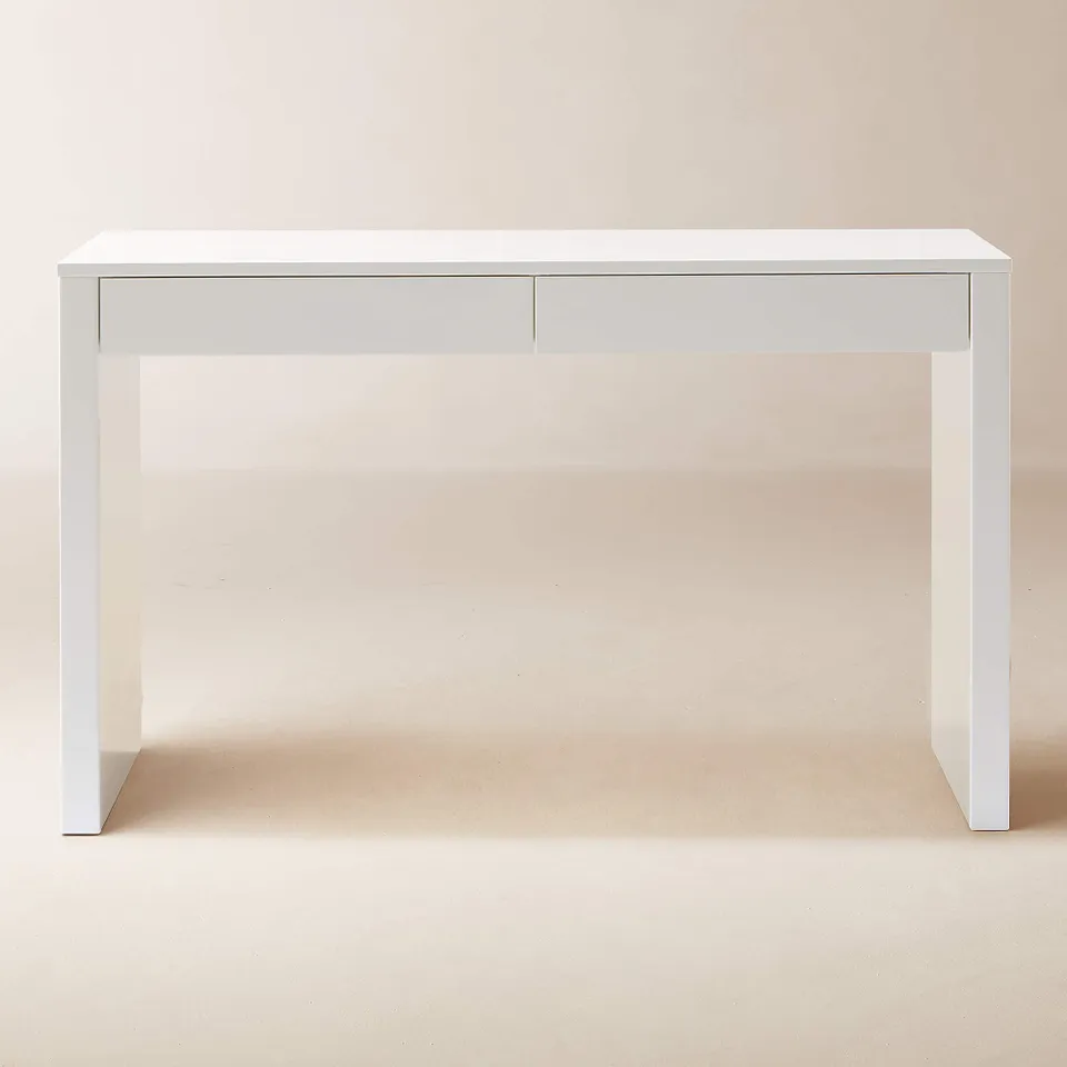Runway 48" 2-Drawer White Lacquered Wood Desk