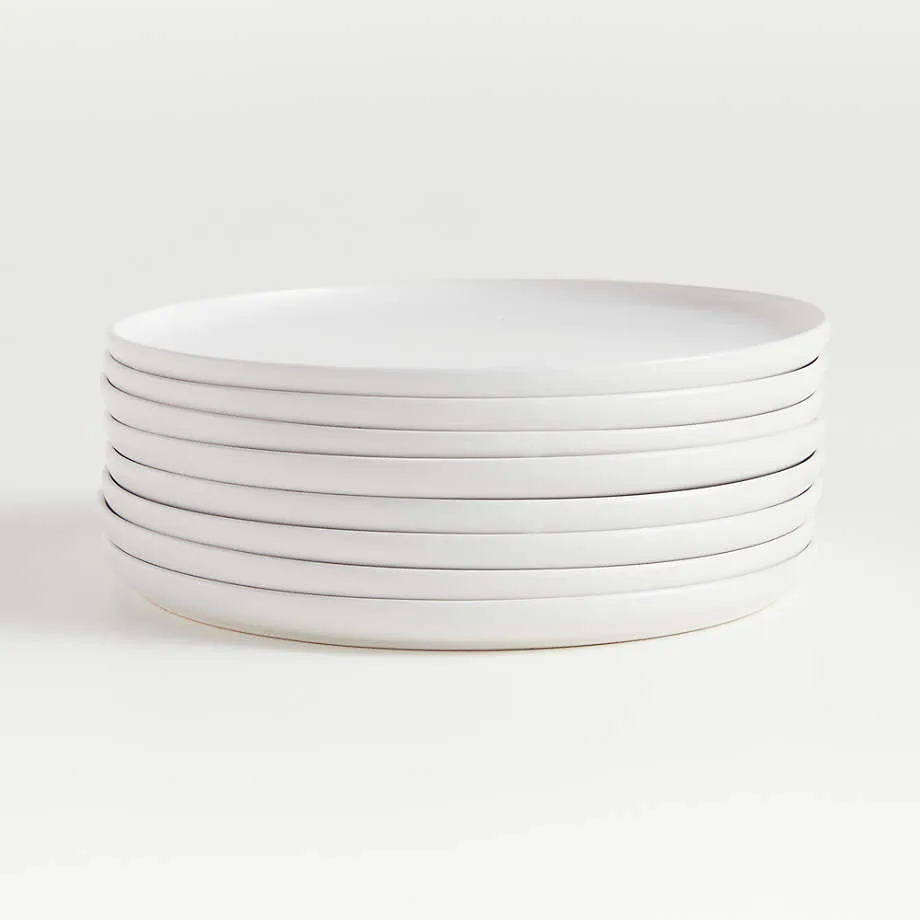 Wren Matte White Dinner Plates, Set of 8