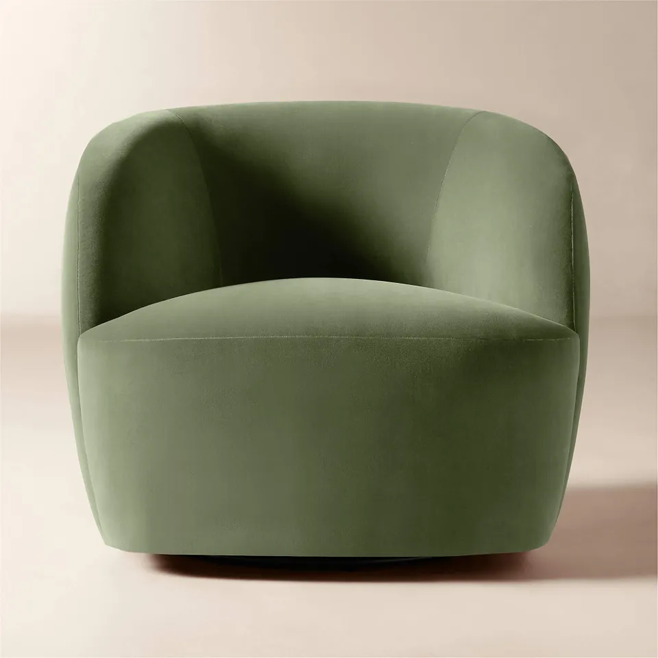 Gwyneth Sage Green Velvet Swivel Chair by goop Set of 2