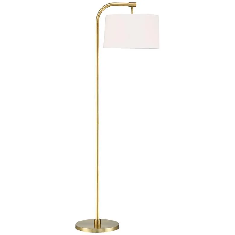 Possini Euro Serra 64" Warm Gold Chairside Arc Offset Arm Floor Lamp