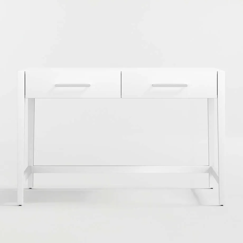 Ever Simple 47" White Wood Wide 2-Drawer Kids Desk