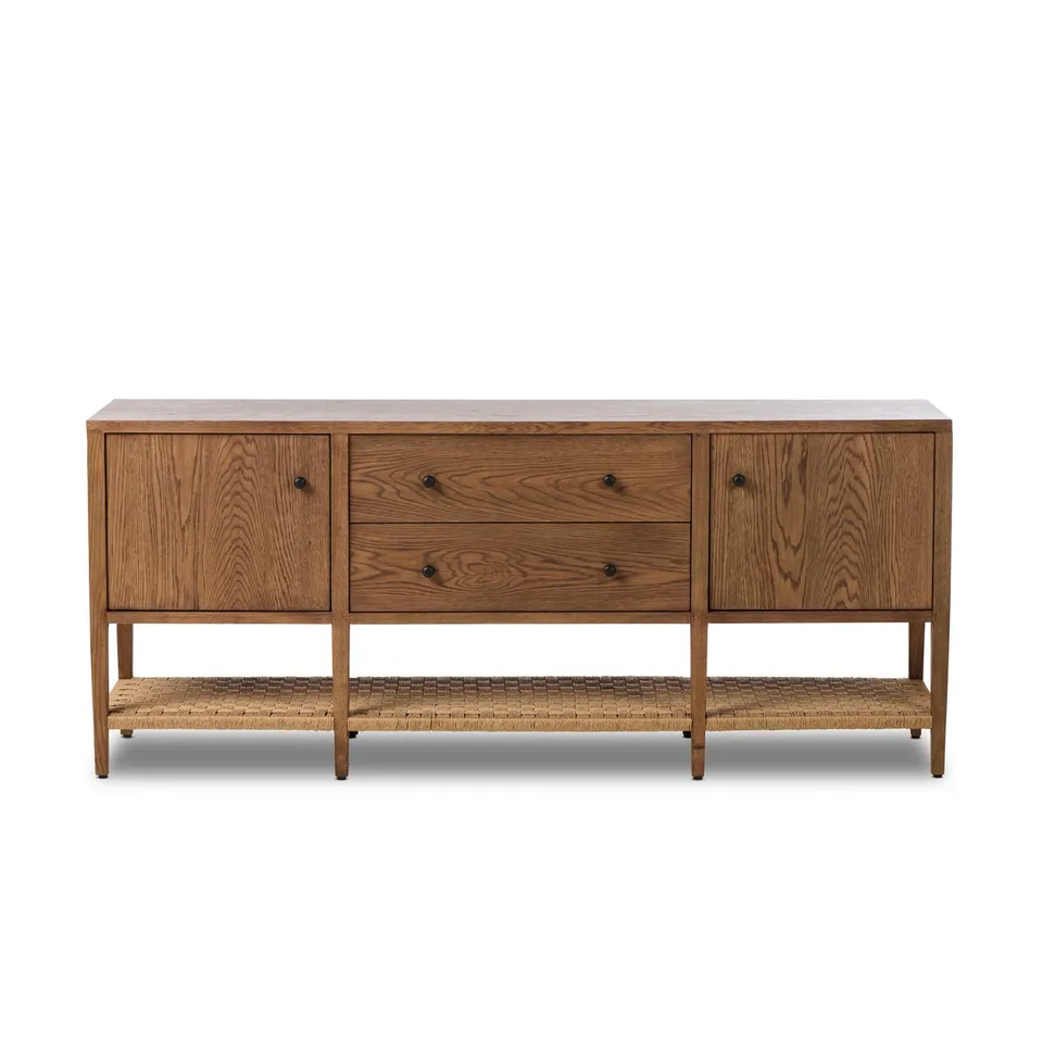 Kenzo Media Console - Warm Natural Oak Veneer