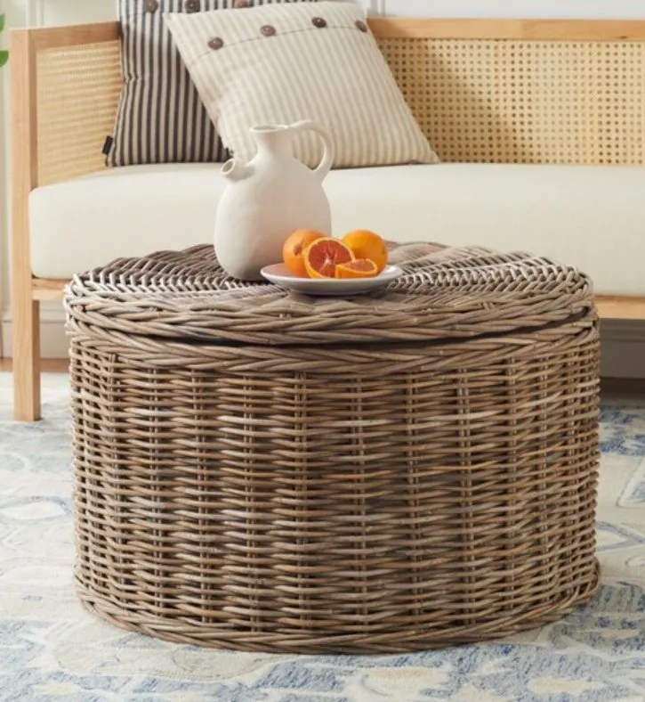 Jesse Wicker Storage Coffee Table - Gray