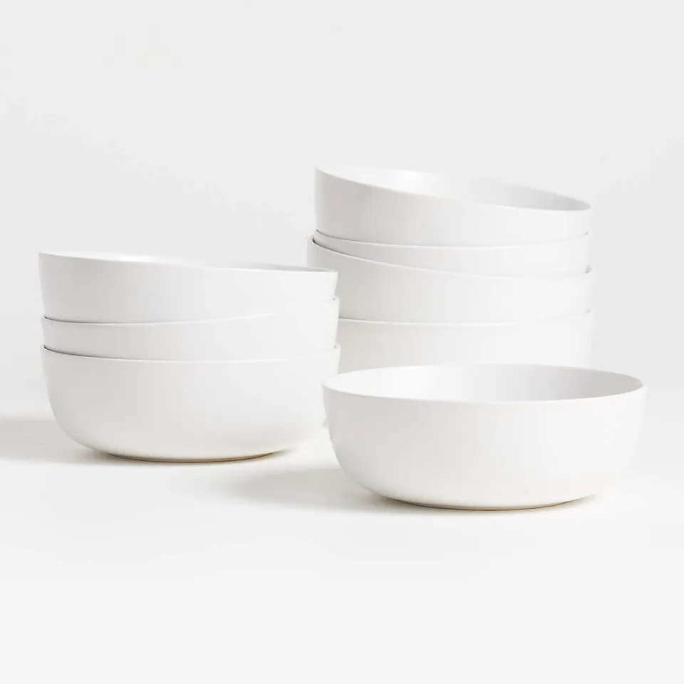 Wren Matte White Bowls, Set of 8