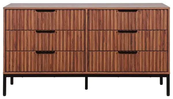 Lylia 6 Drawer Dresser - Walnut / Black