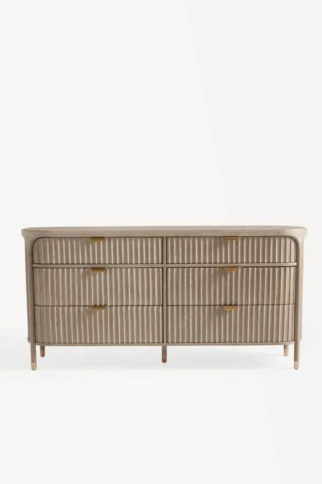 The Isla Fluted-Wood Six-Drawer Dresser