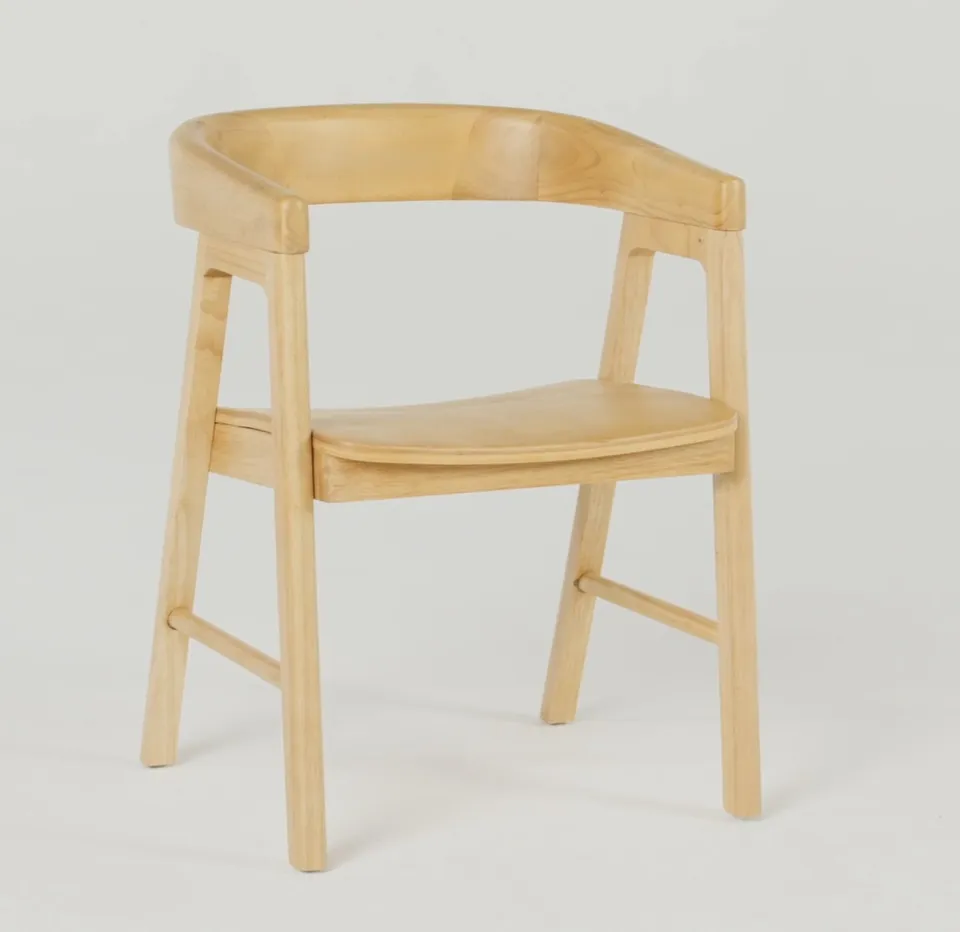 Modern Solid Wood Rounded Back Dining Chair (2 pack) - Natural
