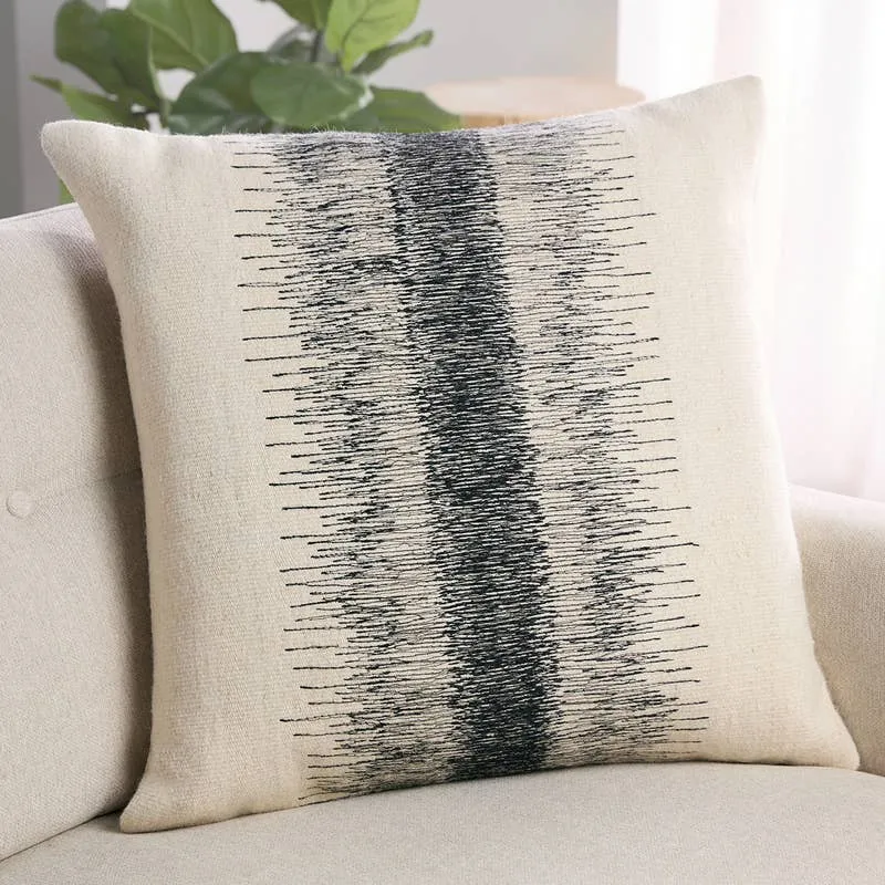 Aravalli MCO12 Handmade Ombre White And Black Lumbar Poly Filled Pillow (12"x24")